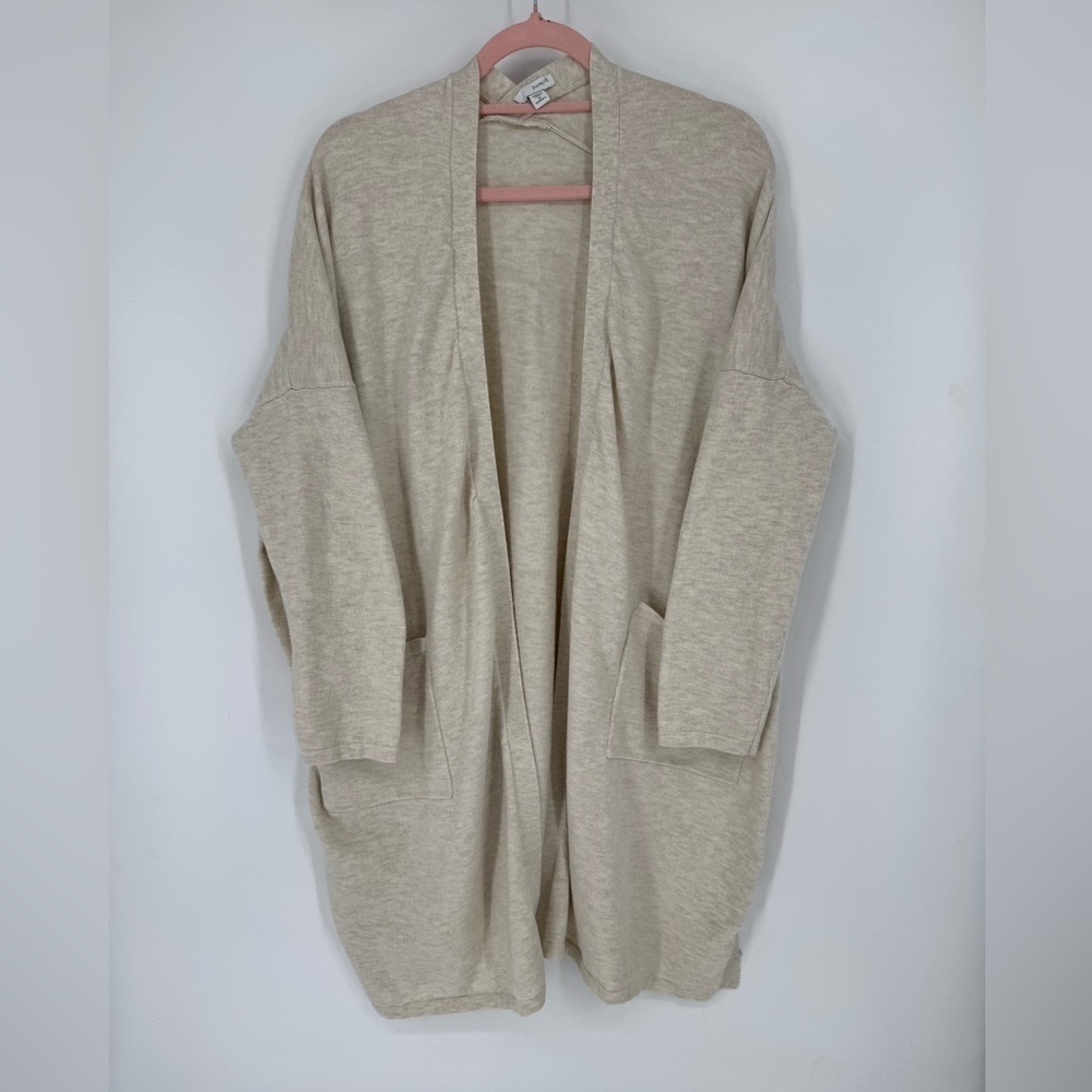 Pure Jill Women's Elegant Cream Open Long Cardigan Neutral Quiet Luxury Size 1X